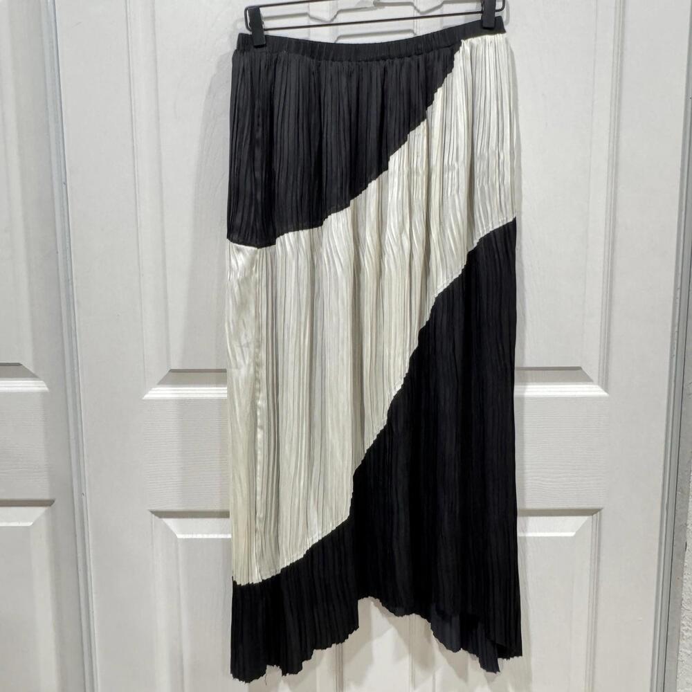 Women’s Ramy Brook Women's Midi Adena Skirt Size Large L Geometric Ivory Black - Picture 4 of 10